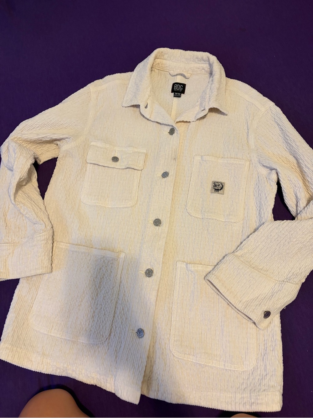 BDG Cream Textured Button-Up Shacket Jacket Sz Medium